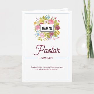 Elegant Watercolor Flower Pastor Appreciation Card