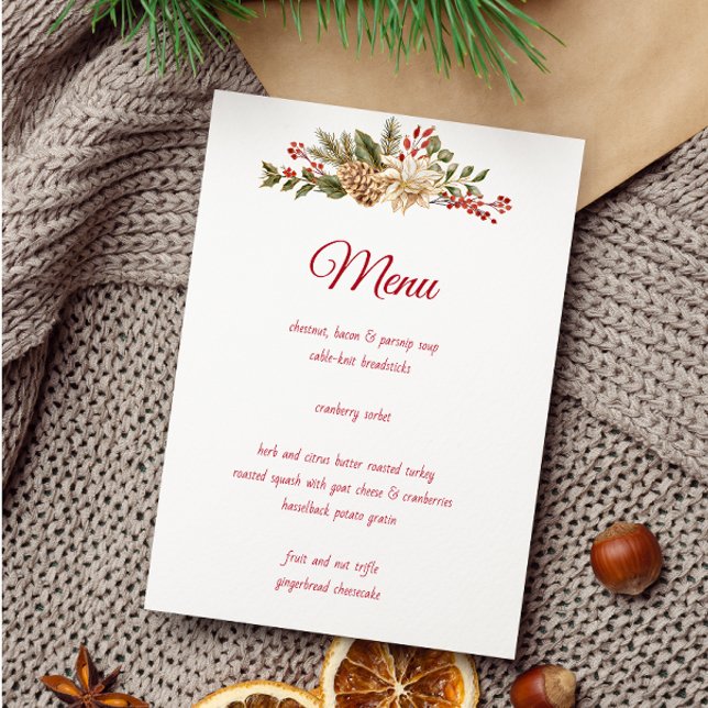 Elegant Watercolor Flower Pines Menu (Creator Uploaded)