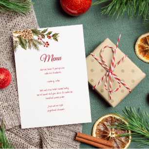 Elegant Watercolor Flower Pines Menu