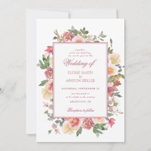 Elegant Watercolor Flower Wedding Invitation