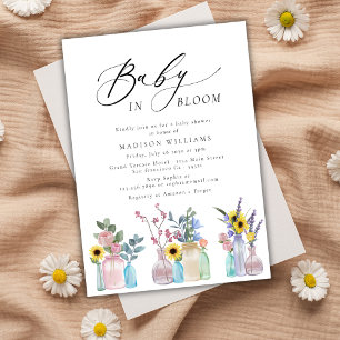 Elegant Watercolor Flowers Baby in Bloom Shower Invitation