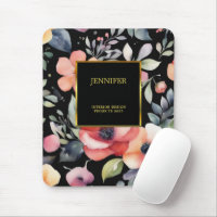 Elegant watercolor flowers black gold professional