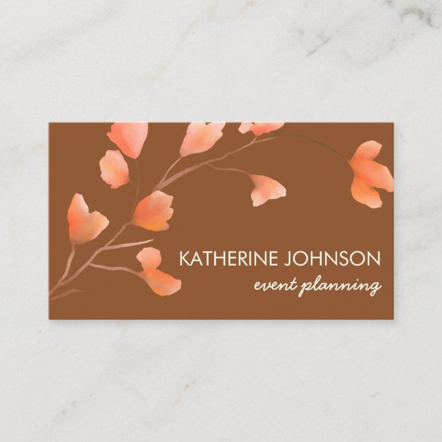 Elegant watercolor flowers boho chic floral calling card (Front)