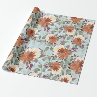 Elegant watercolor flowers boho pastel wrapping paper