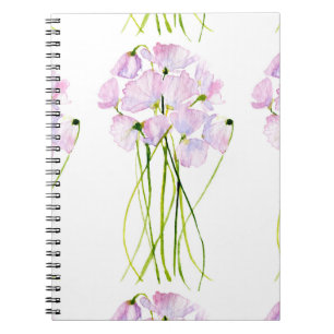 Elegant watercolor flowers bouquet notebook