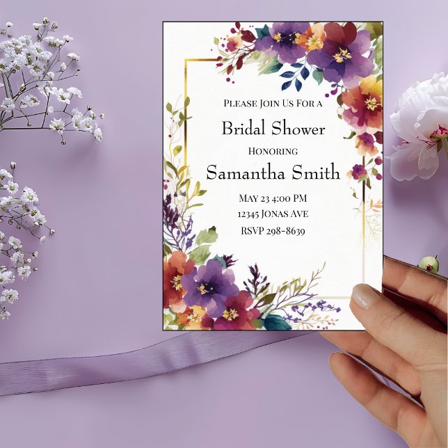 Elegant Watercolor Flowers Bridal Shower Invitation (Creator Uploaded)