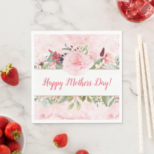 Elegant Watercolor Flowers Mothers Day Napkin