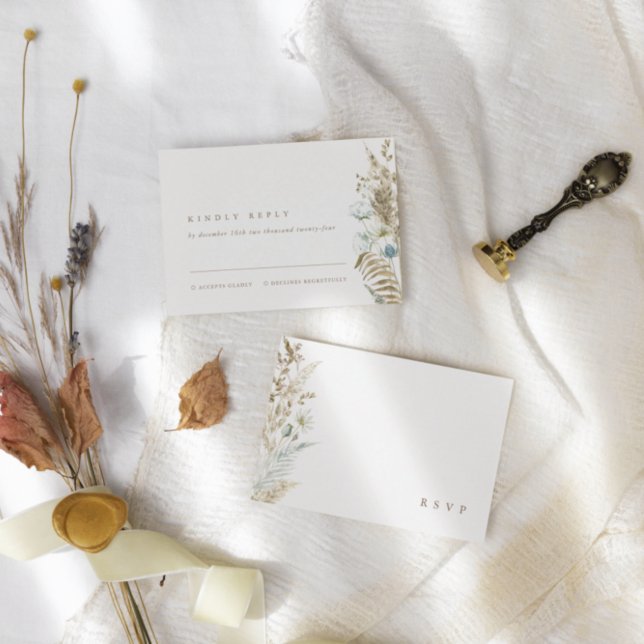 Elegant Watercolor Flowers Pampas Grass RSVP Card (Creator Uploaded)