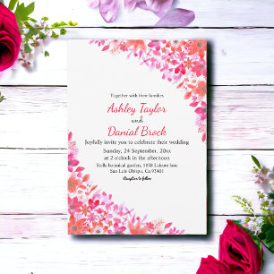 Elegant Watercolor Flowers Summer Floral Wedding Invitation
