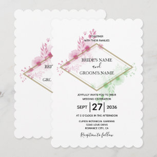 Elegant Watercolor Flowers Wedding Invitations