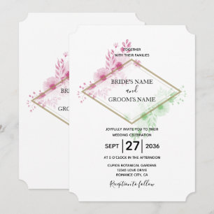 Elegant Watercolor Flowers Wedding Invitations