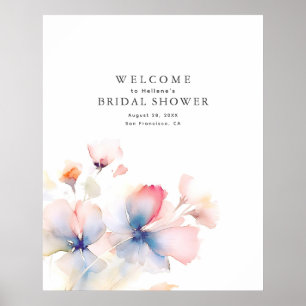 Elegant Watercolor Flowers Welcome Sign
