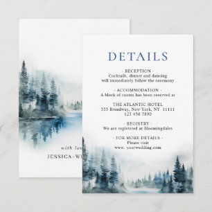Elegant Watercolor Foggy Forest Details Enclosure Card