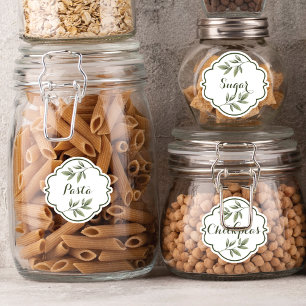 Elegant Watercolor Foliage Custom Pantry Labels