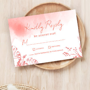 Elegant Watercolor Foliage Terracotta Wedding RSVP Card