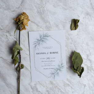 Elegant Watercolor Foliage Wedding Invitation