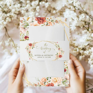 Elegant Watercolor Foliage Wedding   Invitation Belly Band