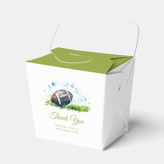 Elegant Watercolor Football Baby Shower Favour Box (Front Side)