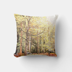 Elegant watercolor forest trees in autumn cushion