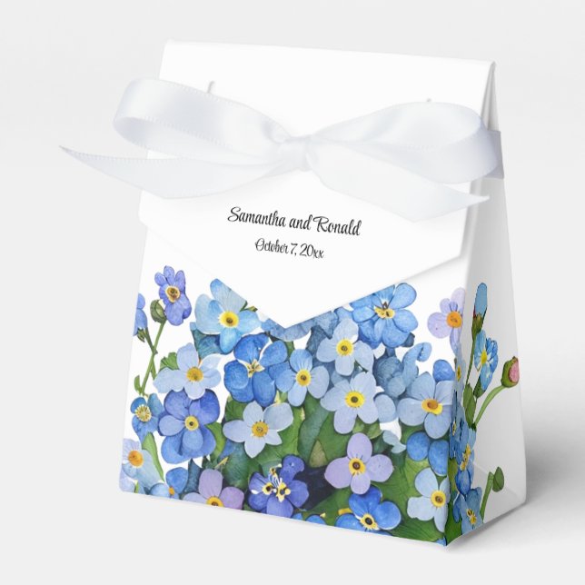 Elegant Watercolor Forget-me-not Wedding Favour Box (Front Side)