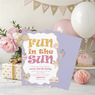 Elegant Watercolor Fun in the sun 2nd Birthday g Invitation