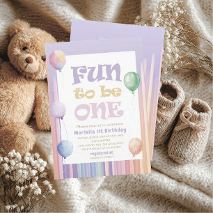 Elegant  Watercolor Fun to be One  1st Birthday  G Invitation