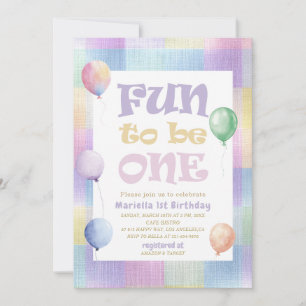 Elegant  Watercolor Fun to be One  1st Birthday  G Invitation
