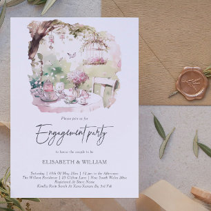 Elegant watercolor Garden Engagement Party Invitation