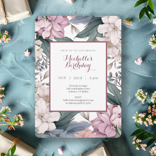 Elegant Watercolor Garden Floral Birthday Party In Invitation