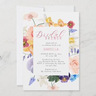 Elegant Watercolor Garden Florals Bridal Shower Invitation