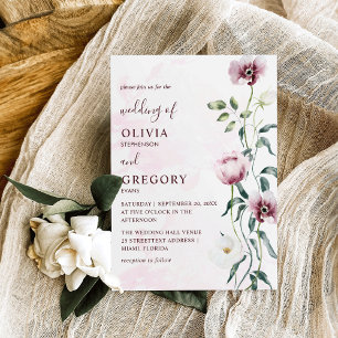 Elegant Watercolor garden flowers Wedding Invitation