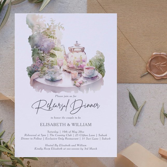 Elegant watercolor Garden Rehearsal Dinner Invitation (Creator Uploaded)