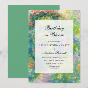 Elegant Watercolor Garden Themed Birthday Party Invitation