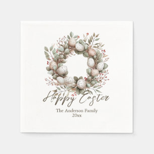 Elegant Watercolor Garland Eggs Easter Napkin