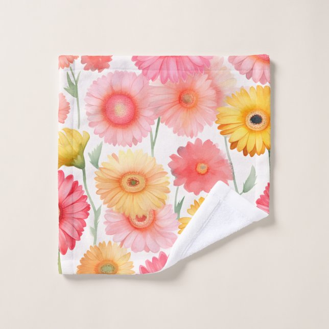 Elegant Watercolor Gerbera Wash Cloth (Wash Cloth)