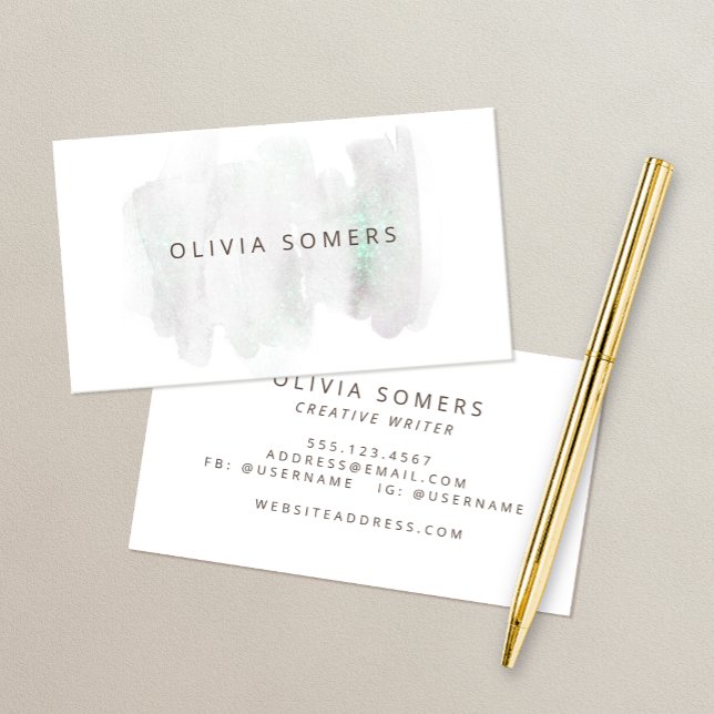 Elegant Watercolor Glitter Business Card (Creator Uploaded)