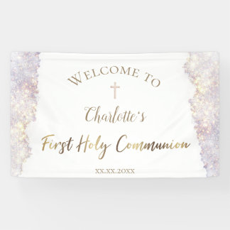 elegant watercolor glitter | First Communion  Banner