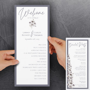 Elegant watercolor gloomy grey caligraphy ceremony programme