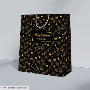 Elegant watercolor gold and black festive gift bag