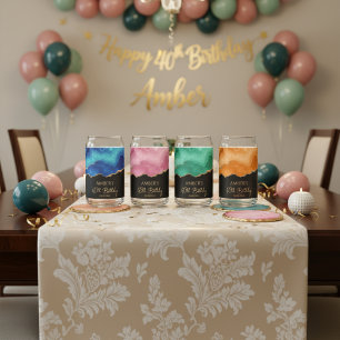 Elegant Watercolor Gold Marble Personalised Can Glass