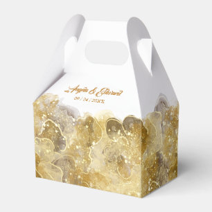 Elegant Watercolor Gold Wedding Favour Box