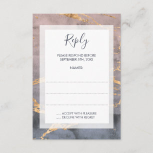 Elegant Watercolor & Gold Wedding Reply Cards