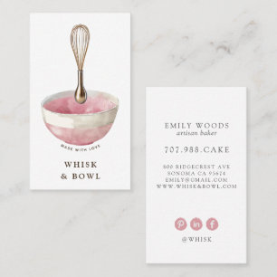Elegant Watercolor Golden Whisk Bowl Pastry Chef Business Card