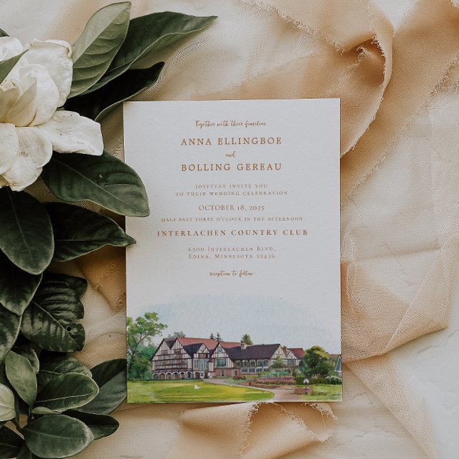 Elegant Watercolor Golf Country Club Invitation (Creator Uploaded)