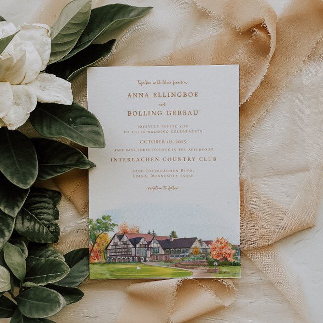 Elegant Watercolor Golf Country Club Invitation (Creator Uploaded)