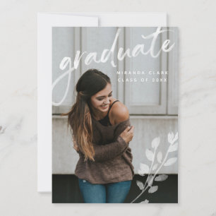 Elegant watercolor graduation photo announcement
