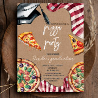 Elegant Watercolor Graduation Pizza Invitation