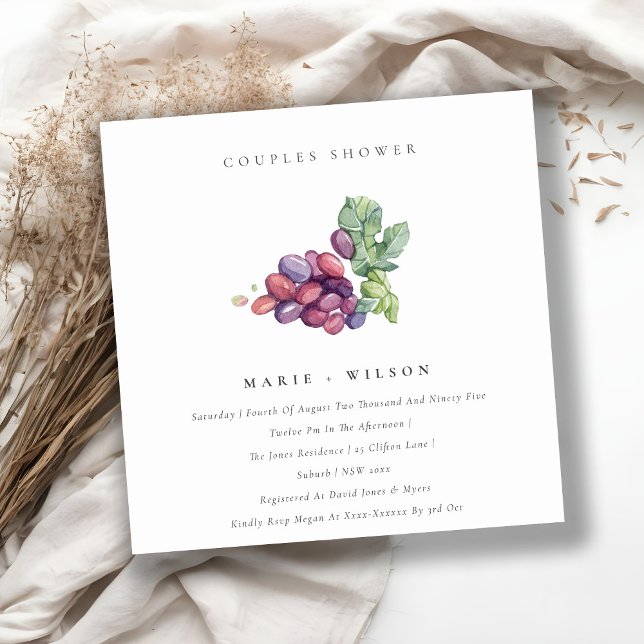 Elegant Watercolor Grape Couples Shower Invite (Creator Uploaded)