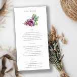 Elegant Watercolor Grape Foliage Wedding Menu Card<br><div class="desc">For any further customisation or any other matching items,  please feel free to contact me at yellowfebstudio@gmail.com</div>