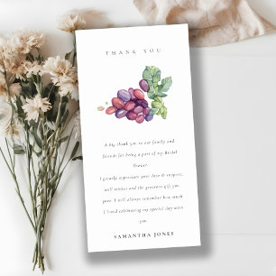 Elegant Watercolor Grape Foliage Wedding Thank You Card